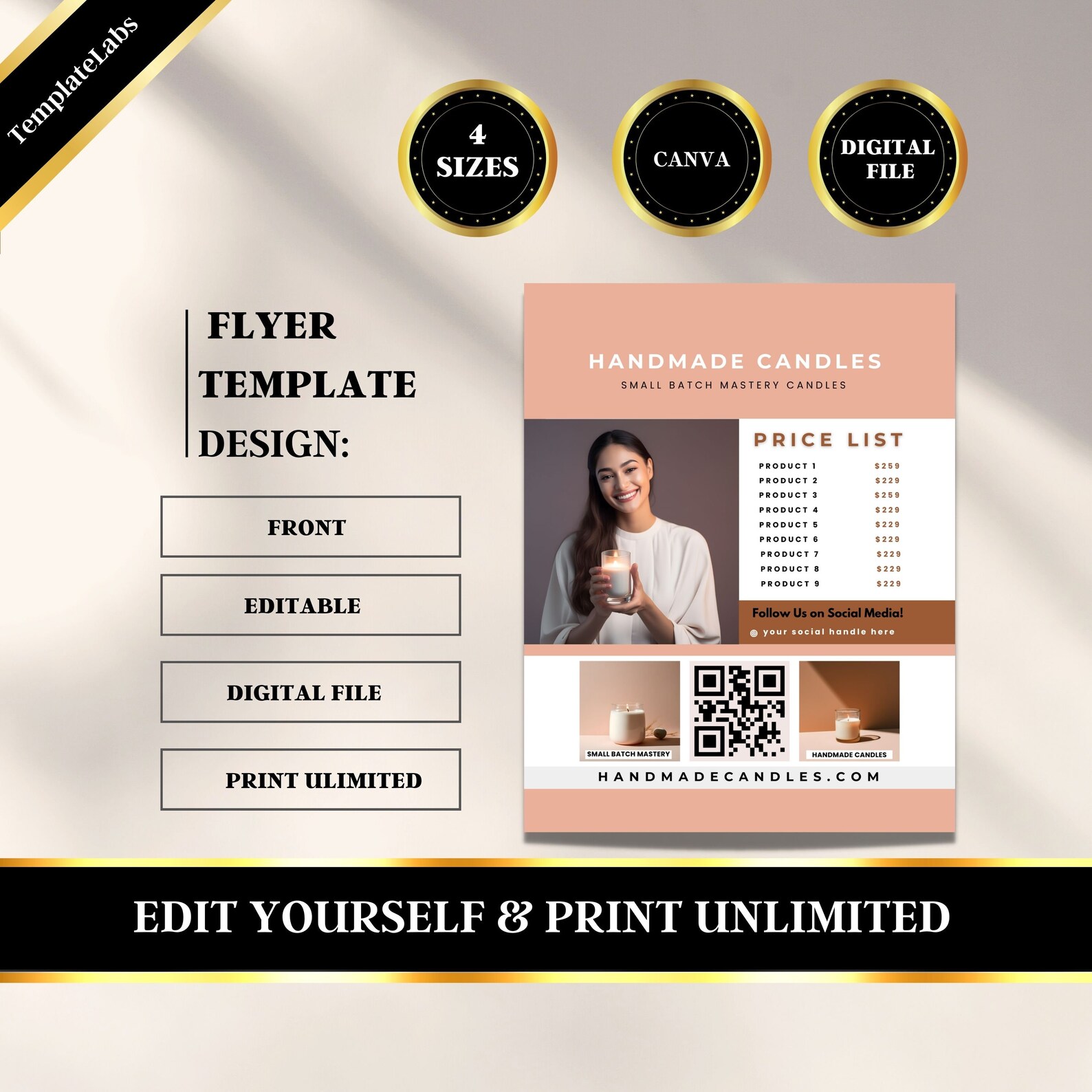 Candle Price List Candle Printable Editable Price List Etsy