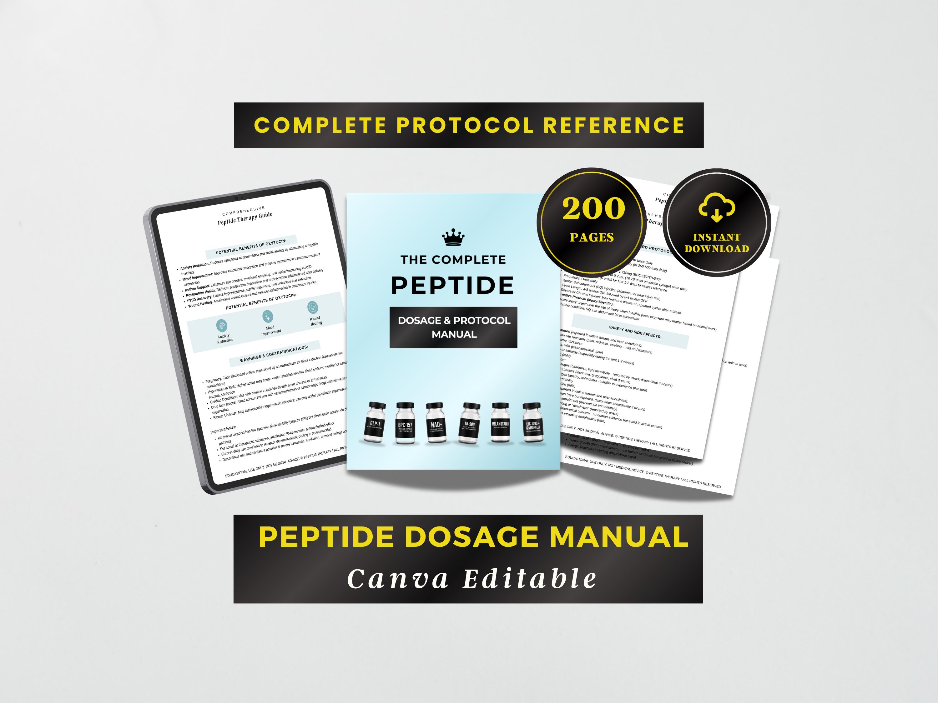 Peptide Information Sheet, Dosing Guide, Protocol Guide, Practitioner  Reference Guide, Formulas and Cheat Sheet, Canva Template - Etsy New Zealand
