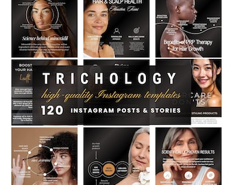 Trichologie Vorlagen, Trichologie Instagram Posts, Haarausfall Vorlage, Trichologen Marketing, Social Media Vorlage, DIY Datei, bearbeiten in Canva