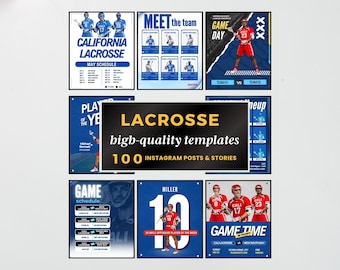 Lacrosse Social Media Posts, Lacrosse Social Media Kit, Player Spotlight, Instagram Templates, Canva Templates, Game Day, Instagram Posts