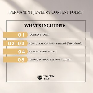 Permanent Jewelry Template, Waiver Permanent Jewelry, Consent Forms 