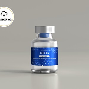 May include: A clear glass vial with a silver cap and a blue label featuring a white molecular pattern. The label text reads Elite Bioresearch, GHK-Cu, 3ML/10MG, and For Research Use Only. Not for Human Consumption. A circular logo with a cloud icon.