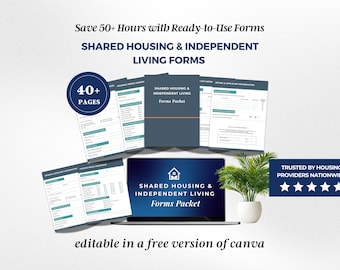 Shared Housing Template, Shared Housing Independent Living Forms, Case Management Template, Independent Living  Intake Forms, Canva Template