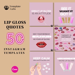 Lip Gloss Flyer, Lip Gloss Templates, Lip Gloss Quotes, Instagram Quote Template Canva, Lipgloss Flyer, Social Media Quotes, DIY Template