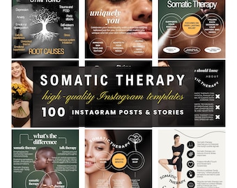 Somatic Therapy Instagram Templates, Somatic Healing, Somatic Bundle, Nervous System, Canva Template, Instagram Posts, Editable Canva Flyers