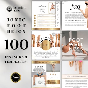Ionic Foot Detox, Ionic Foot Bath Instagram Templates,  Feet Detox Instagram Flyer, Instagram Content, Social Media Flyers, DIY Flyers