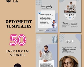 Optometry Instagram, Eye Doctor Social Media, Social Media Branding Template, Instagram Story Template Canva,  Instagram Content