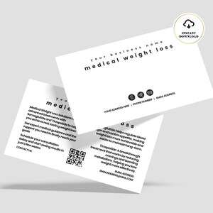 Gewichtsverlust Karte, Visitenkarte Vorlage, Gewichtsverlust Klinik Flyer, Gewichtsverlust druckbare Karte, druckbare Karte, Canva Vorlage, 3 Größen