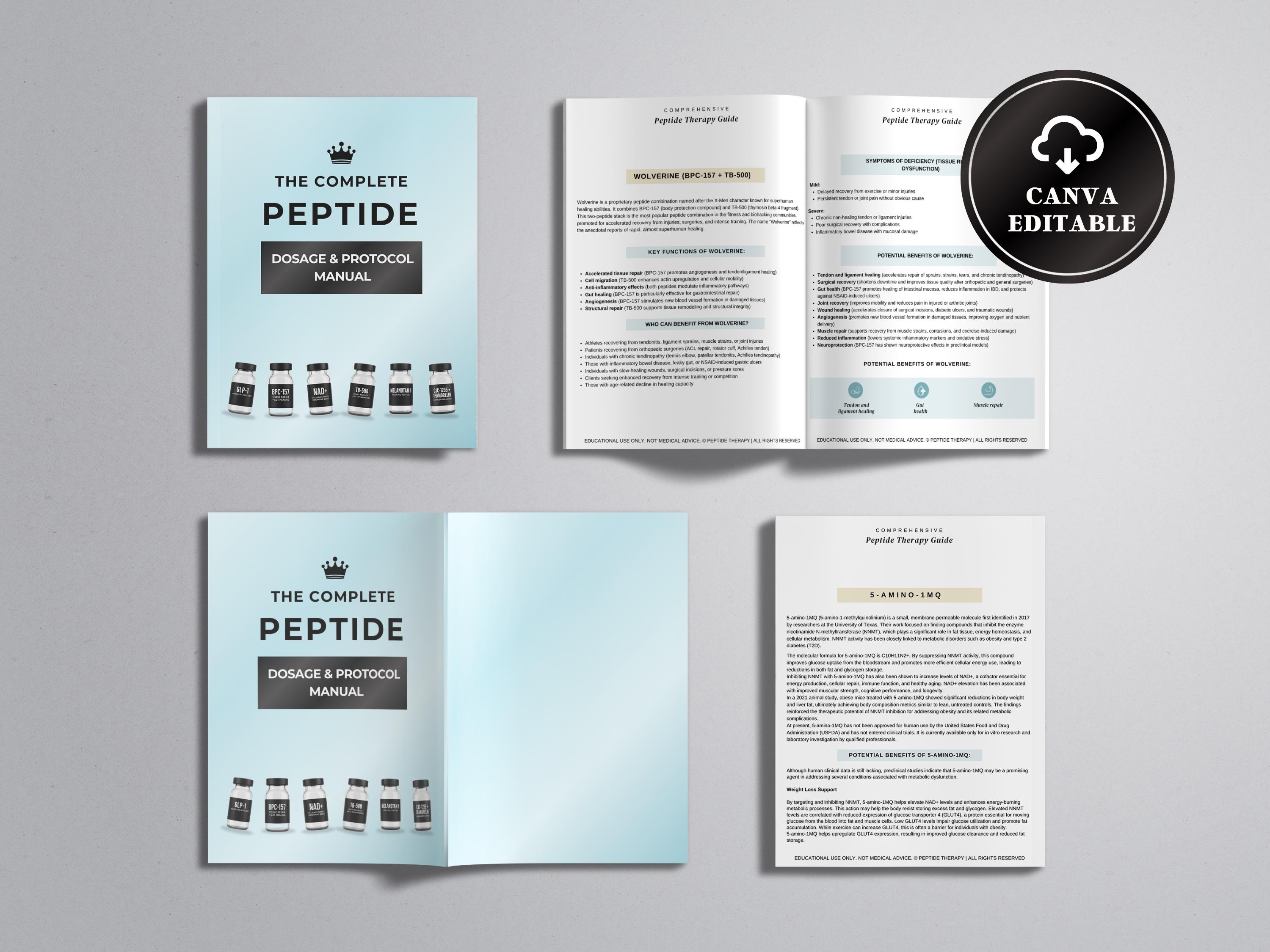 Peptide Information Sheet, Dosing Guide, Protocol Guide, Practitioner  Reference Guide, Formulas and Cheat Sheet, Canva Template - Etsy