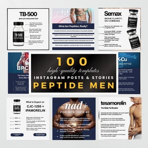Peptide Men Canva Templates, Peptide Therapy Content, Peptide Flyer Men's Health, Peptide Instagram Posts, Peptide Templates, DIY Flyers