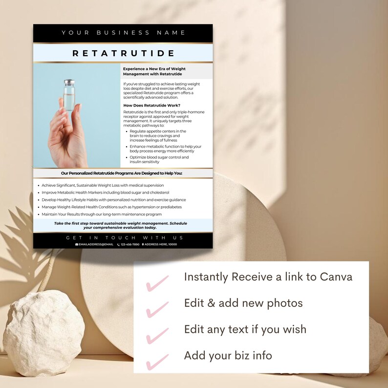 Reta Printable Flyer, Weight Loss Clinic, GLP Instagram, Medspa Flyer ...