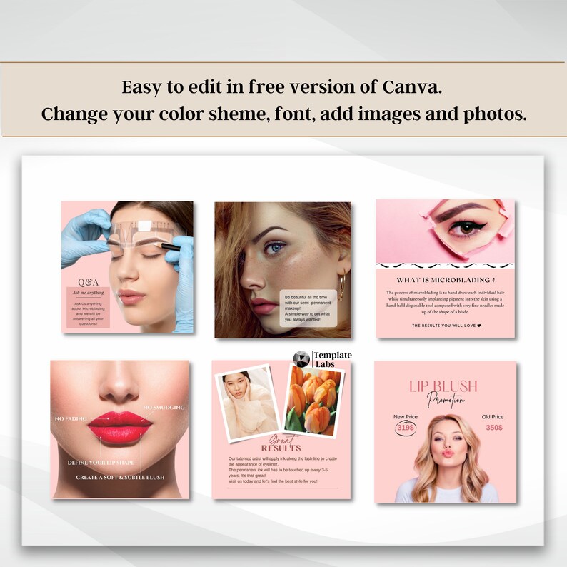 PMU Instagram Post Microblading Instagram Template Lip Blush - Etsy