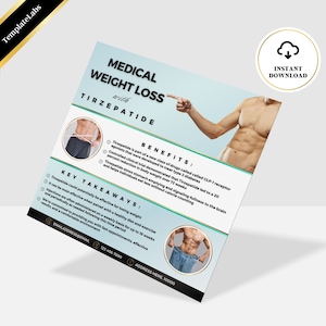 Weight Loss Marketing, Weight Loss Social Media, Weight Loss Clinic Flyer, Weight Loss Post, Nurse Injector, Editable Canva, 1 Flyer