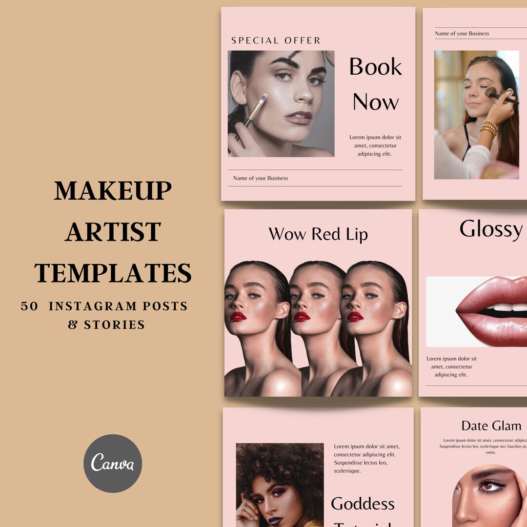 Makeup Artist Instagram Post, MUA Instagram Post Template, Makeup