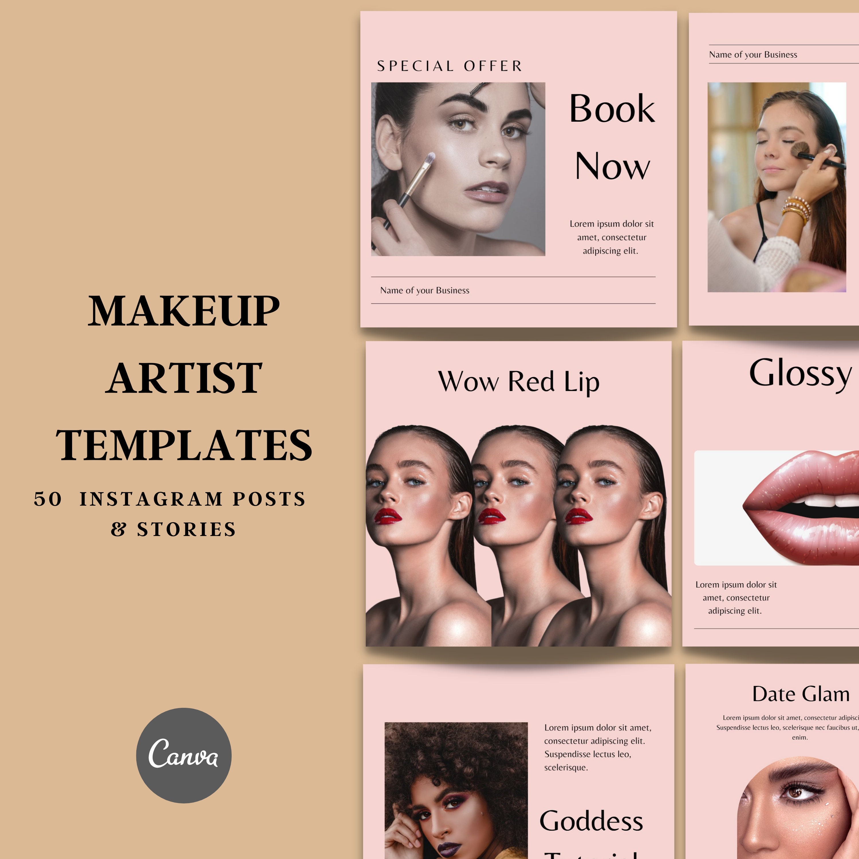 Makeup Artist Instagram Post, MUA Instagram Post Template, Makeup