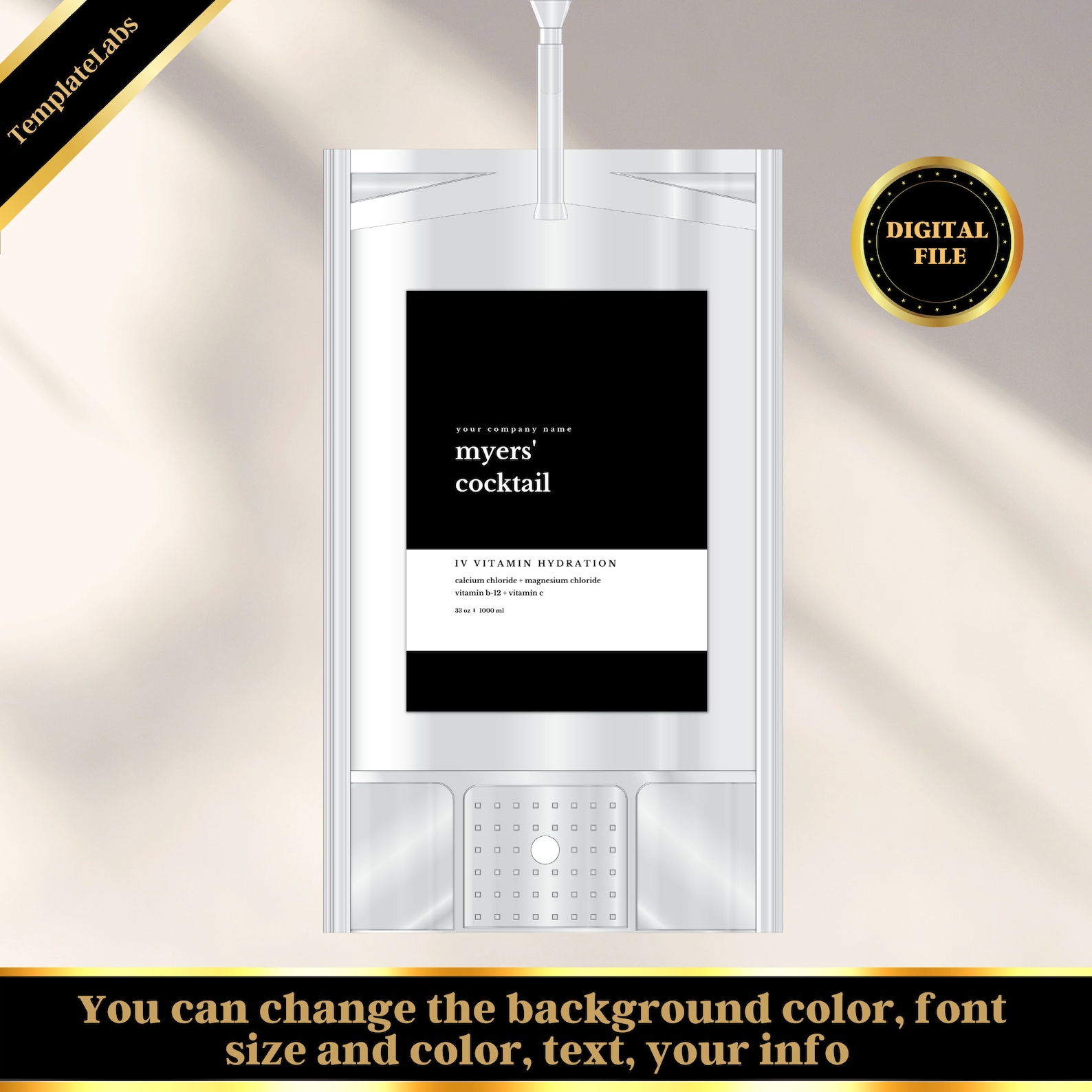 IV Bag Label IV Hydration Printable Printable Label DIY Etsy