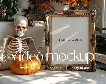 Video Mockup for Prints, Halloween Mockup Video, Halloween Mockup Poster, Video Photo Frame, Photoshop Mockup, Animated Mock up, PSD Mockup