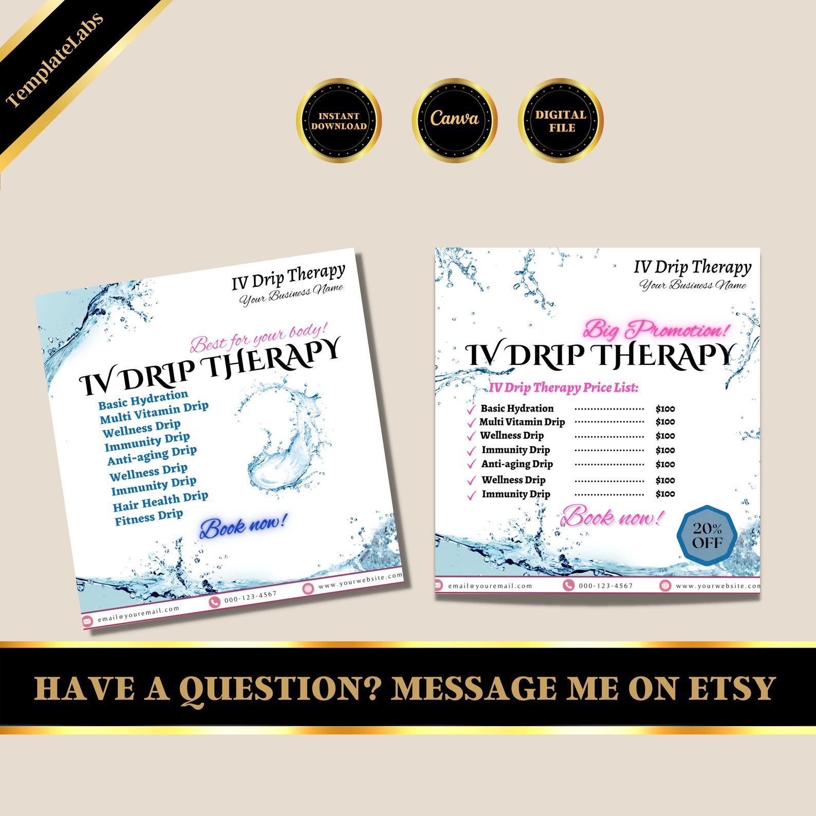 IV Drip Business IV Therapy Template Social Media Flyer IV Etsy