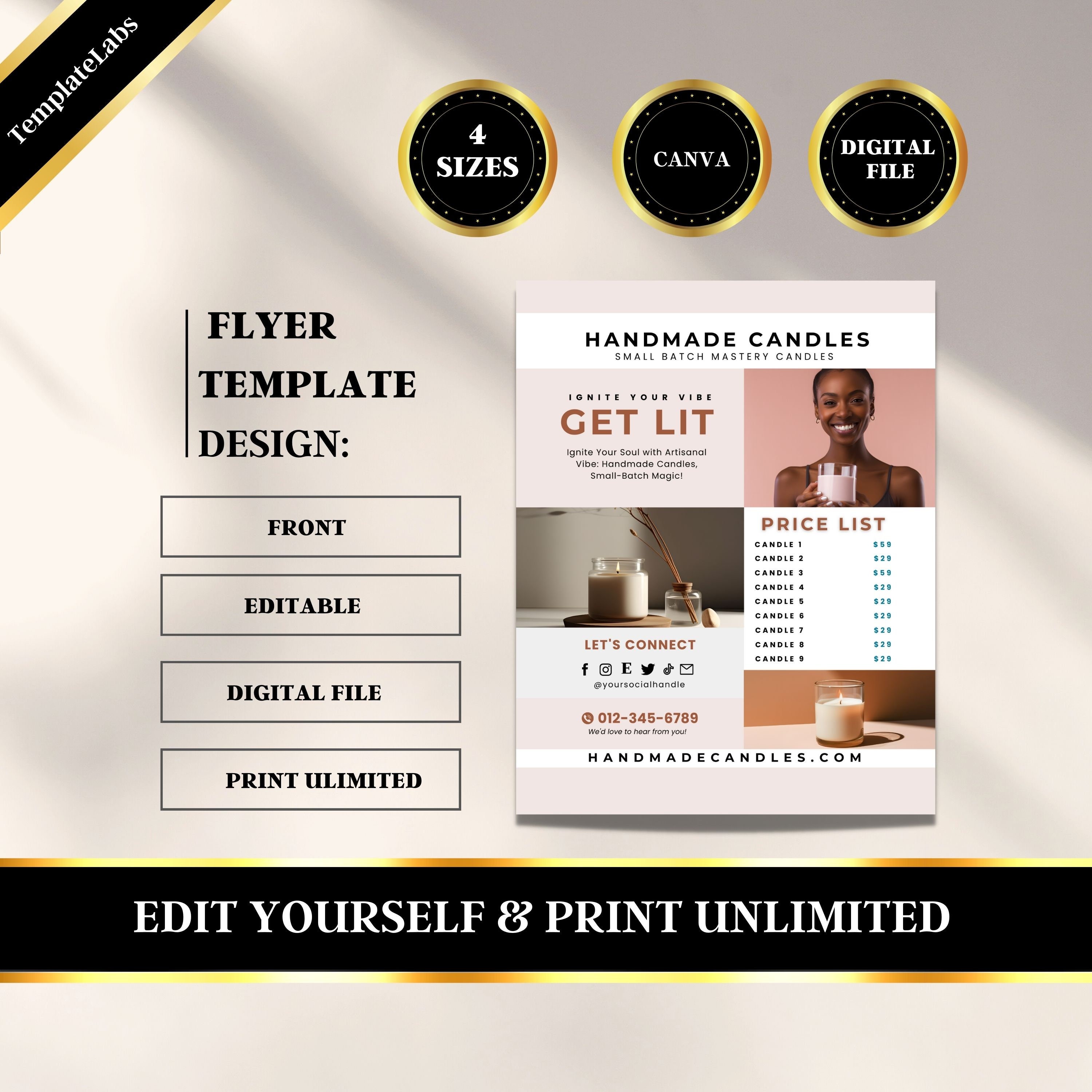 Candle Price List Candle Printable Editable Price List Etsy