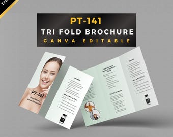 PT-141 Trifold Brochure Template, Canva Brochure, Editable Brochure, P. Therapy Template, Canva Template, Fully Editable