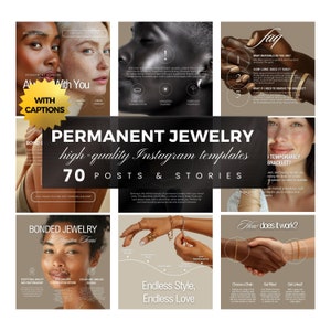 Permanent Jewelry Template, Permanent Jewelry Marketing, Instagram Posts, Canva Templates, Edit in Canva, Editable Template Canva, DIY File