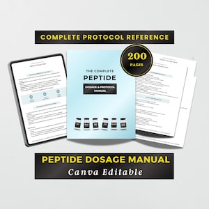 Peptide Information Sheet, Protocol Guide, Peptide Dosage Guide, Peptide Therapy Protocol, Peptide Cheat Sheet Printable, Canva Template