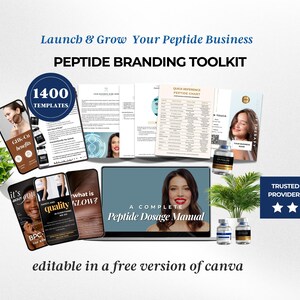 Peptide Branding Kit, Peptide Bundle, Peptide Protocols, Peptide Therapy Social Media Marketing, Instagram Reels, Peptide Dosage, DIY Canva