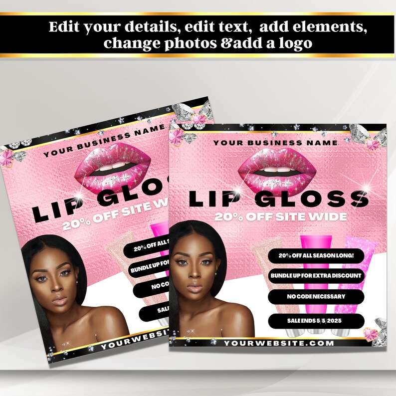 Lip Gloss Flyer, Lip Gloss Template, Lip Gloss Business, E Flyer