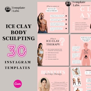 Ice Clay Body Sculpting, Body sculpting Clay, Instagram Post, Editable Canva Template, Body Contouring Flyer, Body Sculpting Post