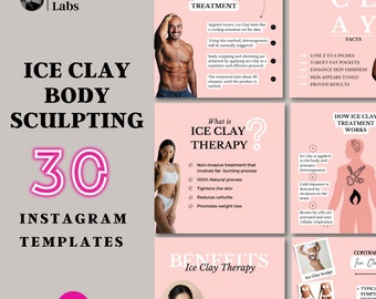 Ice Clay Body Sculpting, Body sculpting Clay, Instagram Post, Editable Canva Template, Body Contouring Flyer, Body Sculpting Post