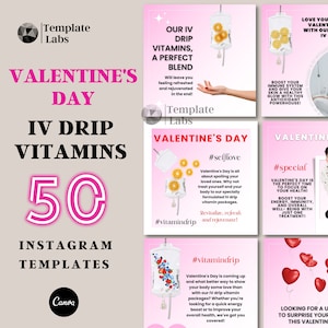 IV Drip Flyers, IV Hydration Template, Valentines Day Flyer, IV Therapy Social Media Post, Editable Flyer, Instagram Template, Edit in Canva