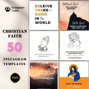 Christian Instagram Posts, Church Instagram Template, Christian Quotes Bundle, Bible Template, Christian Instagram Template, Edit in Canva