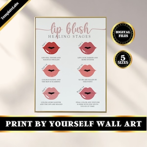 Lip Blush Healing Poster, Lip Blush Poster, PMU Decor, Permanent Makeup Poster, Beauty Salon Poster, Printable Art, 5 Sizes, Digital Prints