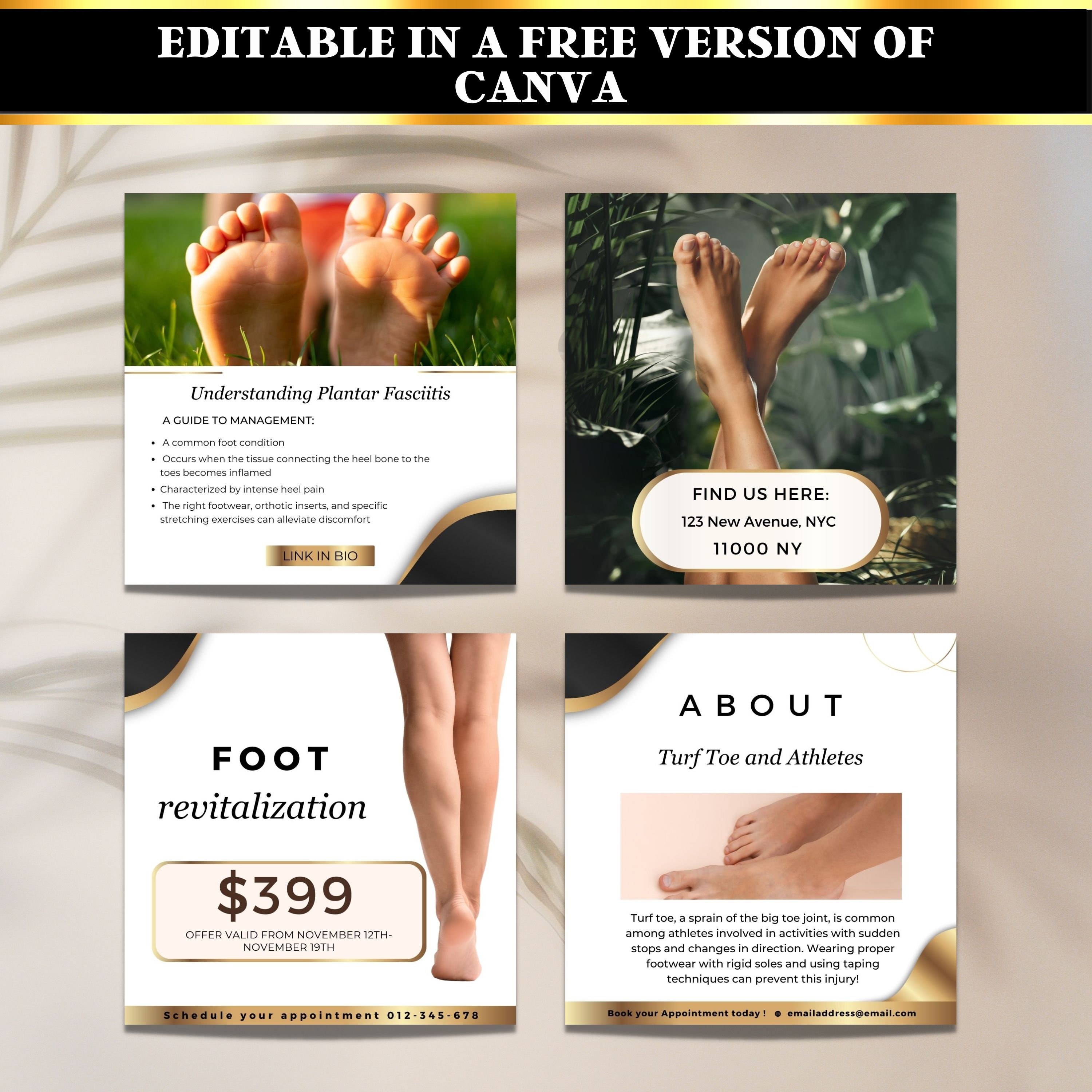 Podiatry Instagram Template, Podiatrist Instagram Marketing, Editable