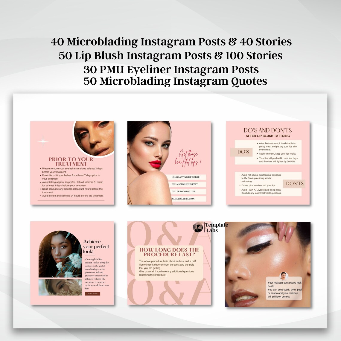 PMU Instagram Post Microblading Instagram Template Lip Blush - Etsy