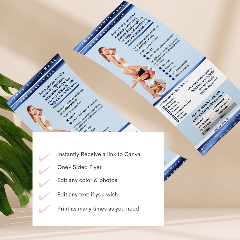 Weight Loss Rack Card, Weight Loss Clinic Flyer, Printable Flyer, Fully ...