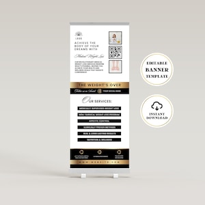 Weight Loss Template, Retractable Banner Template, Weight Loss Clinic, Roll Up Banner Template, Editable Canva Template, 30 x 80 in