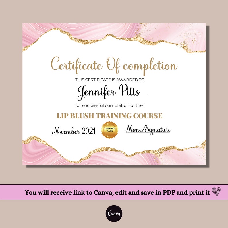 Lip Blush Certificate Lip Blush Training Certificate of Etsy