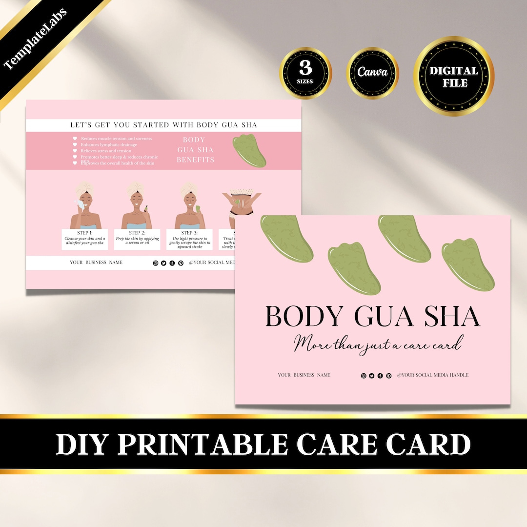 Gua Sha Printable, Tool Instruction Card, Gua Sha Download, Customer Care Card, Printable Flyer