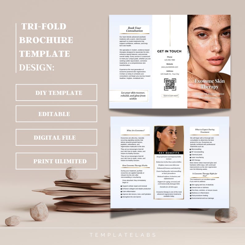 Exosome Tri Fold Brochure Template Medspa Brochure Trifold Brochure