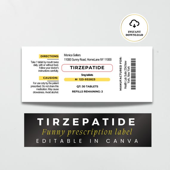 Prescription Label, Editable Prescription Label, Funny Prescription, Gag  Gift for Woman, Canva Template, Canva Label, DIY Label