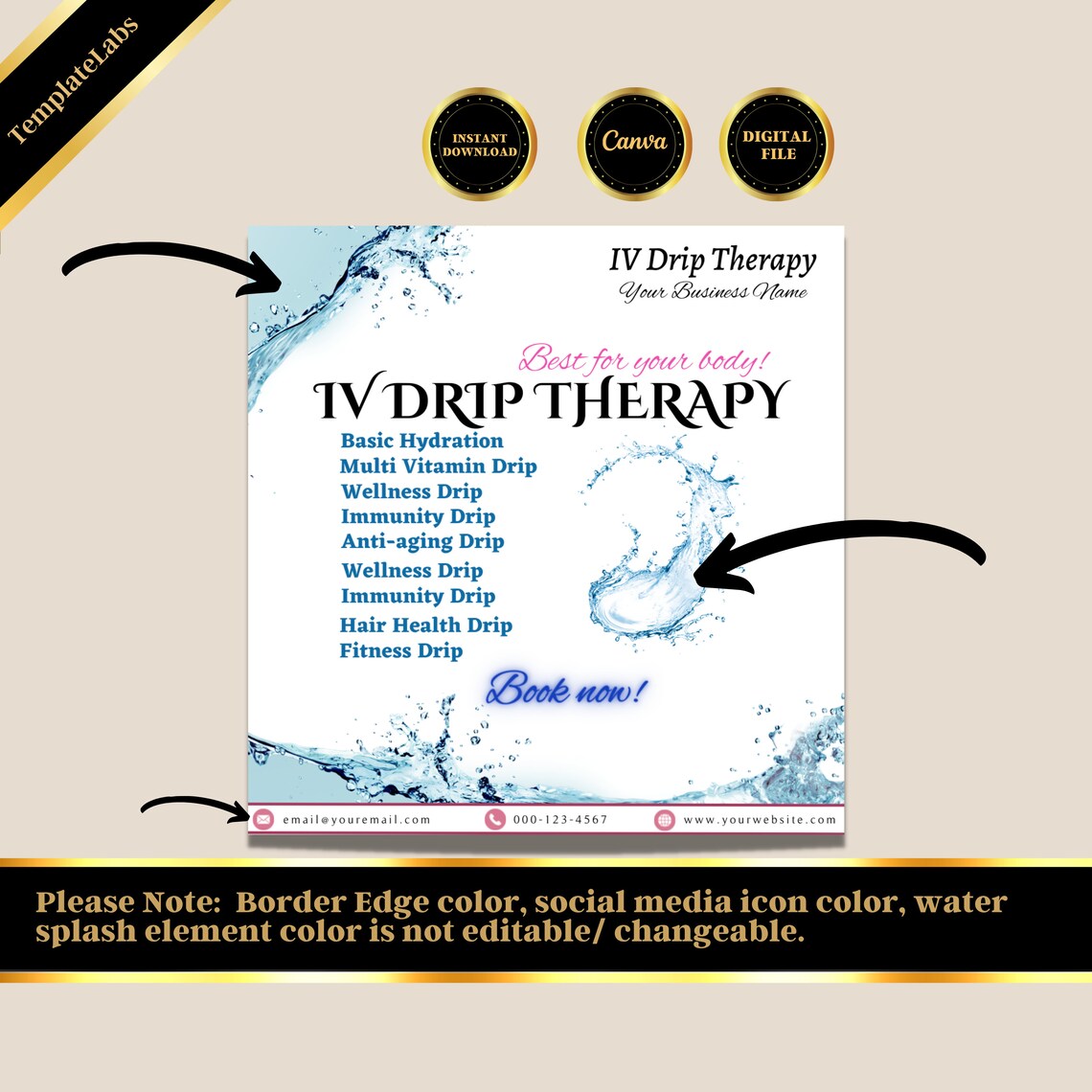 IV Drip Business IV Therapy Template Social Media Flyer IV Etsy