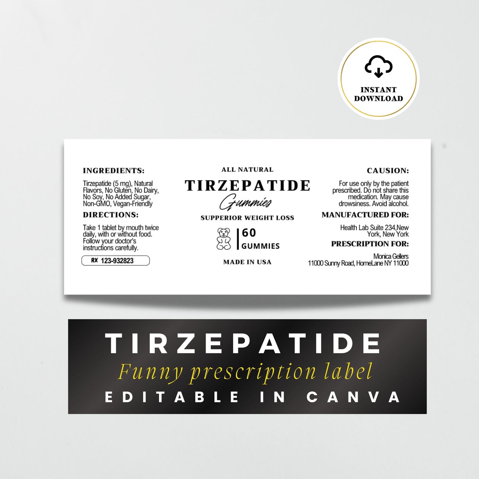 Prescription Label, Editable Prescription Label, Funny Prescription ...