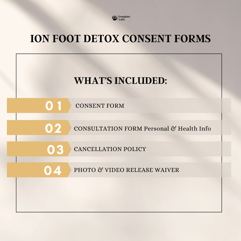 Foot Detox Consent Form, Ionic Foot Detox, Consultation Form, Editable ...