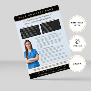 Funktionsmedizin Branding, druckbarer Flyer, ganzheitliche Medizin, ganzheitliche Gesundheit, Naturheilkunde, vollständig bearbeitbar, Canva Flyer