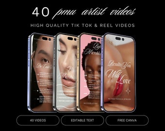 Permanent Makeup Reels, PMU Social Media, Lip Blush Instagram, Microblading Template, TikTok Videos, Reel Video, Edit in Canva, DIY Template