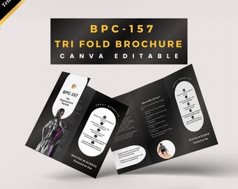 BPC-157 Trifold Brochure Template, Editable Brochure, Pep Therapy Template, Canva Brochure, Canva Template