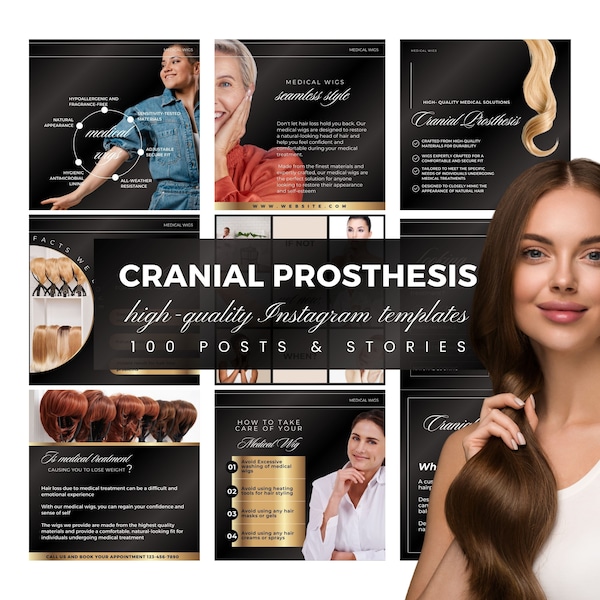 Cranial Prosthesis, Medical Wig, Hair system, Instagram Content, Instagram Posts, Canva Templates, Editable Posts, E Flyers, DIY Flyers