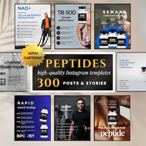 Peptide Therapy Instagram Posts, Peptide Therapy Social Media, Peptide Education Posts, Peptide Instagram, Peptide Flyers, Canva Templates