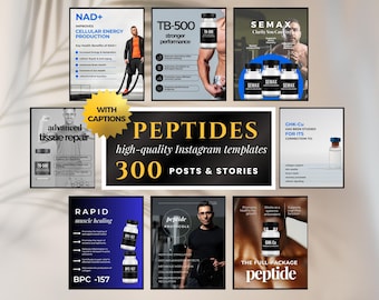 Peptide Therapy Instagram Posts, Peptide Therapy Social Media, Peptide Education Posts, Peptide Instagram, Peptide Flyers, Canva Templates